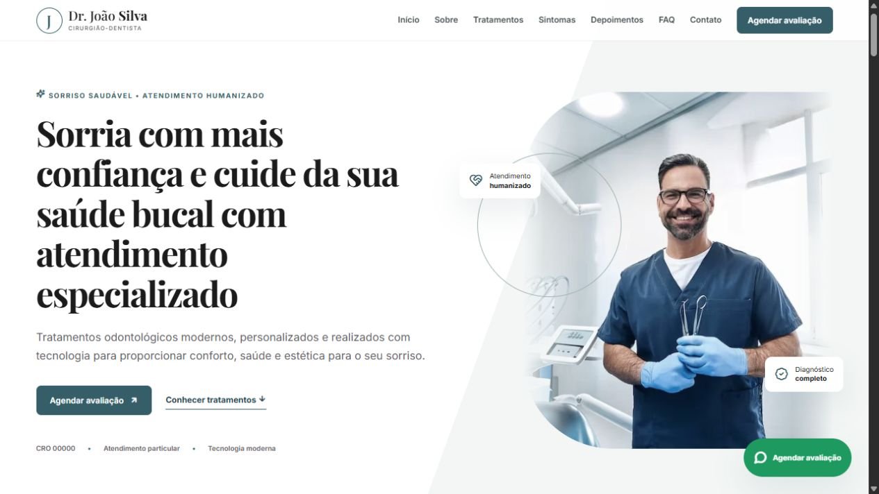 Prévia do modelo de site para Dentista